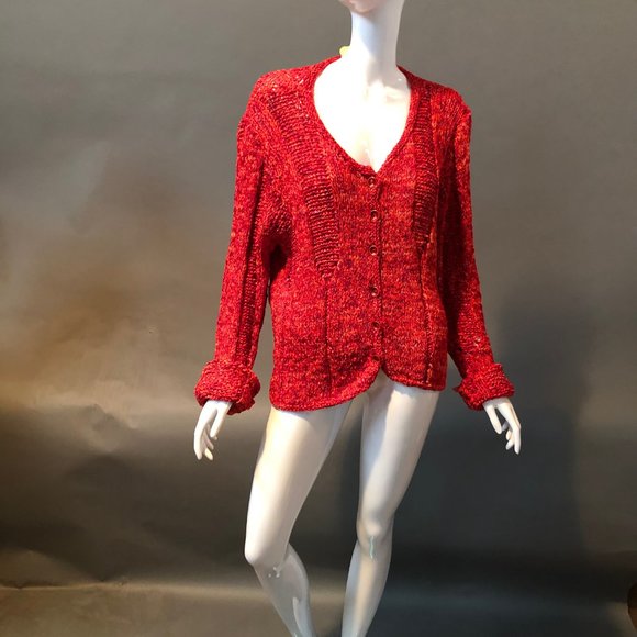 SALE! Red Cardigan Sweater Sz Lg ๐3 for $25! - Picture 3 of 4
